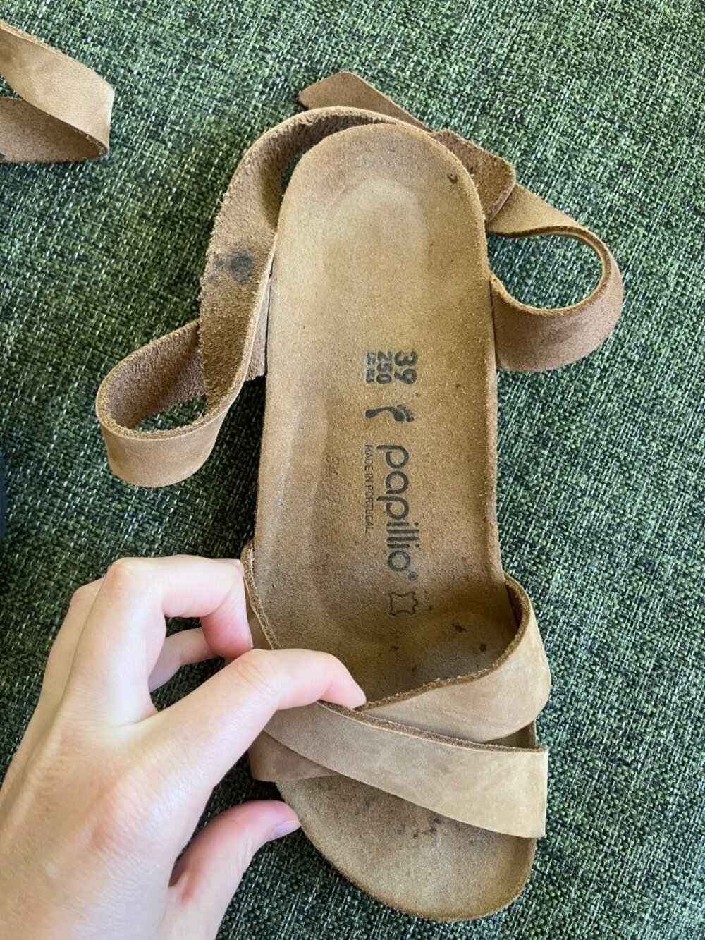 Papillio Lola by Birkenstock, Women's Tan Suede Crisscross Sandals - Picture 5 of 6